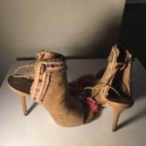 Sam Edelman suede chamois high heel shoes.
